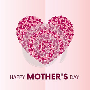 Ready-made postcard `Happy Mother`s Day` with big hearts.