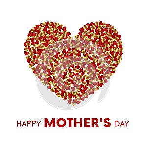 Ready-made postcard `Happy Mother`s Day` with big hearts.