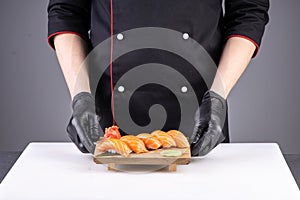 Ready-made sushi on the stone for the restaurant menu7