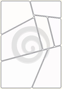 Ready manga storyboard layout template to create appealing comic book. 7 rounded areas, classic design, nice look. Print out in A4