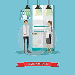 Ready meals vector illustration in flat style