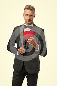 Ready for romantic date. special occasion evening. elegant confident man isolated on white. businessman formal outfit