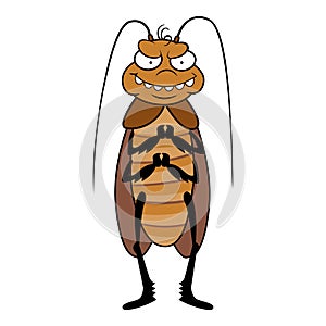 Ready scared cockroach icon cartoon vector. Insect bug