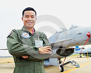 Ready for the skies. A shot of a confident asian fighter pilot.