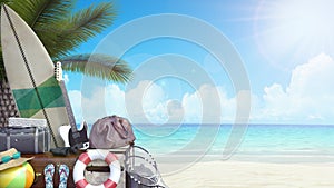 Ready for summer vacation, travel background 3D Render