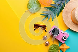 Ready for summer vacation, travel background . Travel promotion banner template with nice summer and spring feeling Generative AI