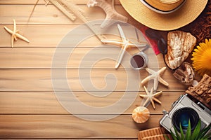 Ready for summer vacation, travel background . Travel promotion banner template with nice summer and spring feeling Generative AI