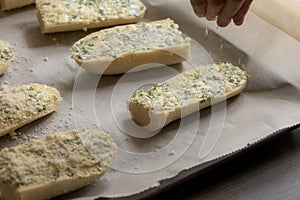 Ready to Bake Garlic Bread CloseUp