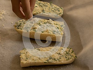 Ready to Bake Garlic Bread CloseUp
