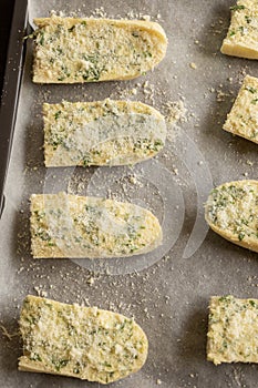 Ready to Bake Garlic Bread CloseUp