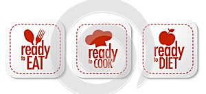 Ready to eat, diet and cook stickers