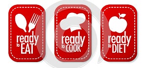 Ready to eat, diet and cook stickers