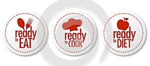 Ready to eat, diet and cook stickers