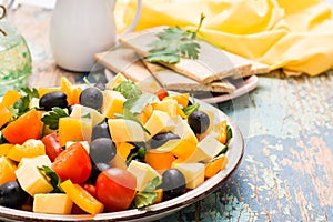 Ready to eat greek salad with fresh vegetables