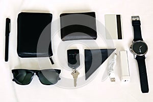 ready to go out set - acessories over a white background