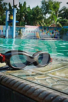 Ready to swim with sunglasses