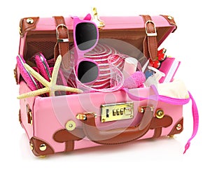 Ready to travel pink suitcase