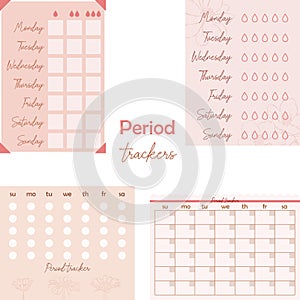 Ready to use digital stickers for planner. Woman\'s health tracker. Vector art