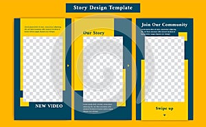 Ready to use social media Instagram story template with casual sporty and formal style in yellow and navy blue color