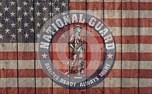 Vždy připraven starodávný americký vlajka a stráž 