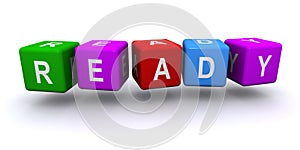 Ready word block on white