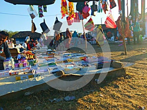 Readymade garments shop in a fair in a village of India