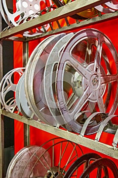 Real 35 mm film projector tape in the old studio