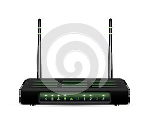 Real 3d adsl wifi router on a white background