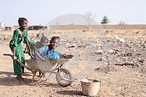 Real African ethnicity Juvenile Engaged with freshwater in a typical village