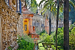 Real Alcazar Gardens in Seville, Spain.