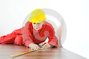 Real architect taking measures while planing house renovation