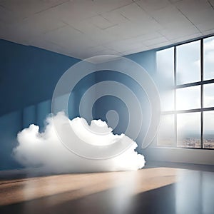Real cloud in an empty room - ai generated image