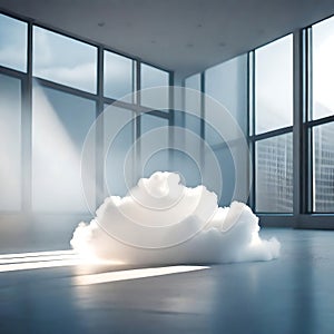 Real cloud in an empty room - ai generated image