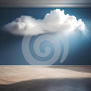 Real cloud in an empty room - ai generated image