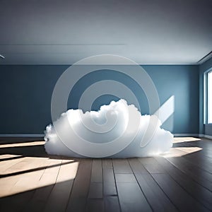 Real cloud in an empty room - ai generated image