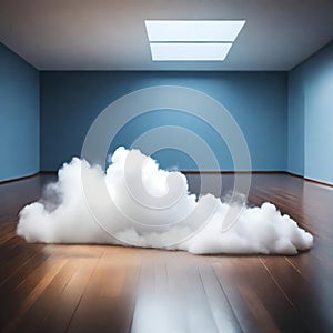 Real cloud in an empty room - ai generated image
