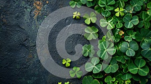 Real clover leaves for St. Patrick's Day. Selective focus.