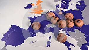 Real cookies over an EU map, eprivacy and cookie law metaphor