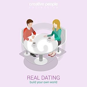 Real dating flat 3d web isometric infographic concept