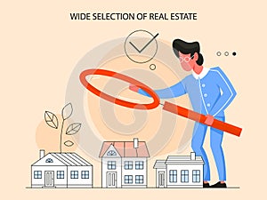 Real estate advantage concept. Idea of wide selection of house