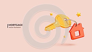 Real estate agent give keys. 3D Vector illustration