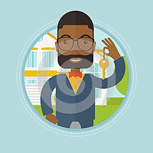 Real estate agent with key vector illustration.