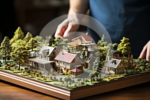 Real estate agent presenting house and property insurance with model and key