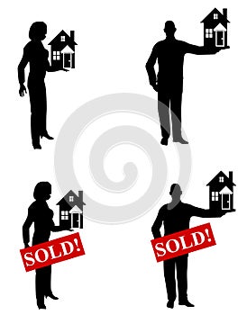 Real Estate Agents Holding Houses