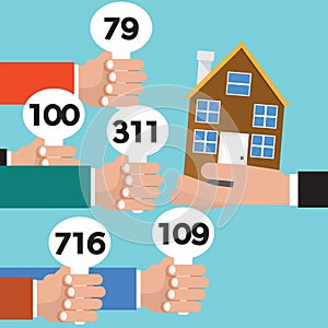 Real Estate Auction Conceptual Vector