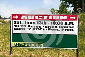 Real estate auction sign