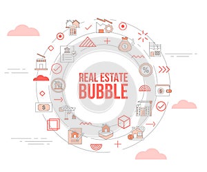 Real estate bubble concept with icon set template banner and circle round shape