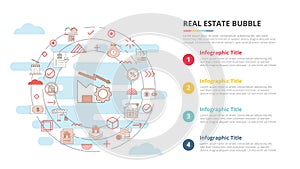 Real estate bubble concept for infographic template banner with four point list information