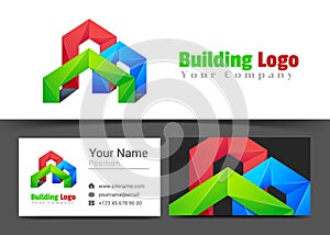 Real Estate Building Corporate Logo and Business Card Sign