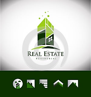 Real estate building house roof logo icon set